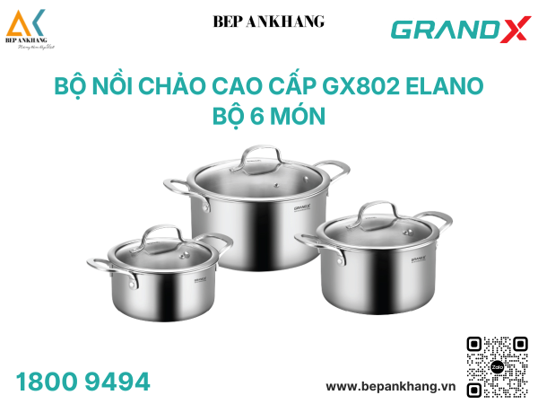 Bộ nồi cao cấp GX802 Elano - Bộ 6 món